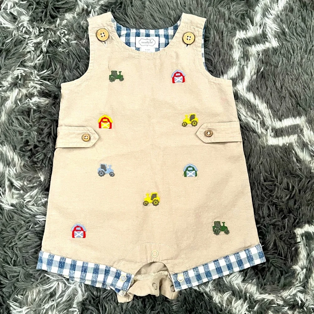 Like NEW Beige Farm-themed Mud Pie Jumper Size 6-9 months - Picture 1 of 2
